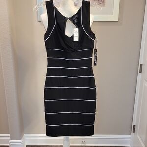 White House Black Market Instantly Slimming Black and White Striped Dress